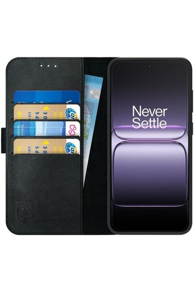 ROSSO Θήκη OnePlus Nord 5 Deluxe Δερμάτινο Πορτοφόλι - Black