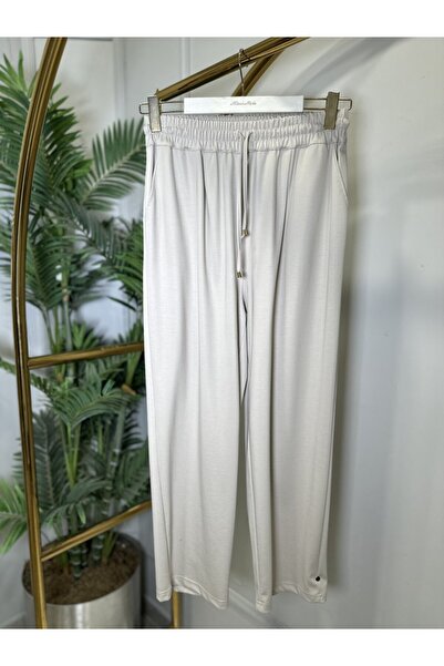 2K 26085 Elastic Waist Lace-Up Trousers Beige
