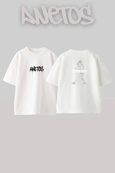 Anetos Eminem_32 Design Printed Unisex Oversize White Tshirt