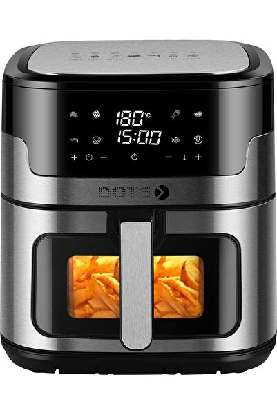 DOTS مقلاة هوائية، 1800 واط، 8 لتر، شاشة رقمية، مؤقت، CFA1024D8 - فضي أسود