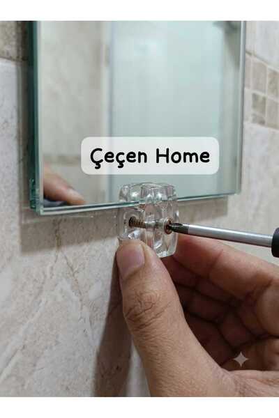ÇEÇEN HOME Dispozitiv de fixare a oglinzilor din plastic transparent, cu șuru...