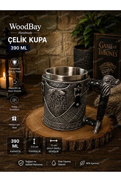 WoodBay Game of Thrones King in the North 390 ml Steel Mug – Stainless Steel ...