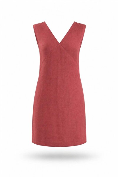 5in1Canpolat Φόρεμα από 100% λινό ύφασμα Dusty Rose Melia