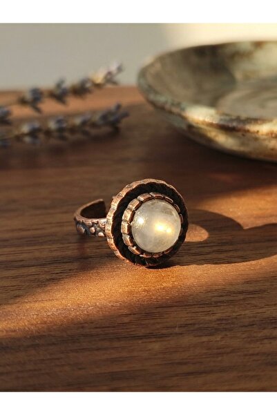 Meneva Aksesuar Crystal Quartz Natural Stone Handcrafted Adjustable Ring with...