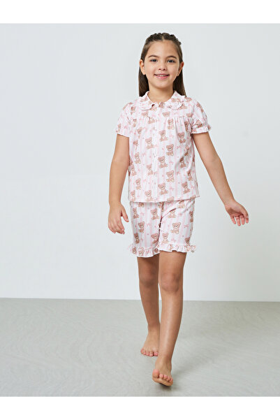Styli Girls Printed Button Front Top and Shorts Set