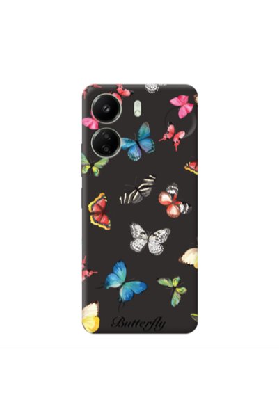 Other Xiaomi Redmi 13C Mixed Butterflys Black Colored Silicone TPU Θήκη