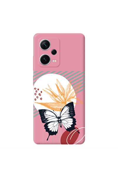 Other Xiaomi Poco X5 Butterfly Lines Pink Colored Silicone TPU Θήκη