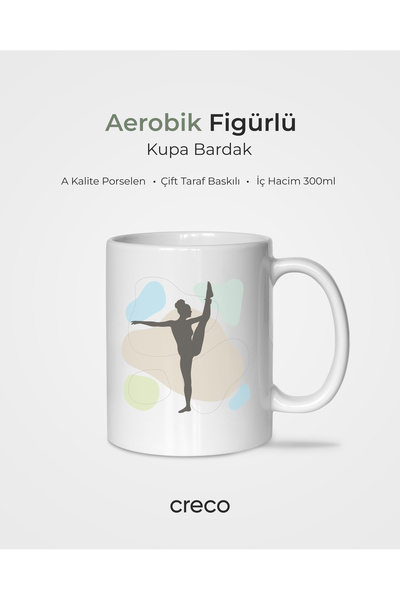 Aerobik Pilates Figürlü Kupa Bardak - A Kalite Porselen