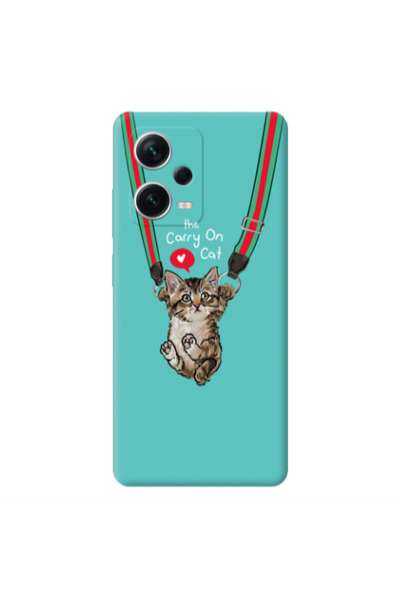 Other Xiaomi Poco X5 Swinging cat Turquoise Colored Silicone TPU Θήκη