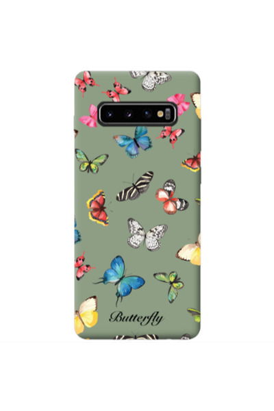 Other Samsung S10 Mixed Butterflys Light Green Colored Silicone TPU Θήκη