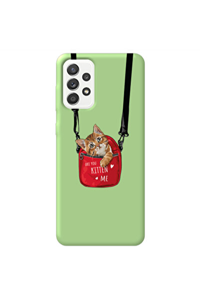 Other Samsung A72 Are you kitten Light Green Colored Silicone TPU Θήκη