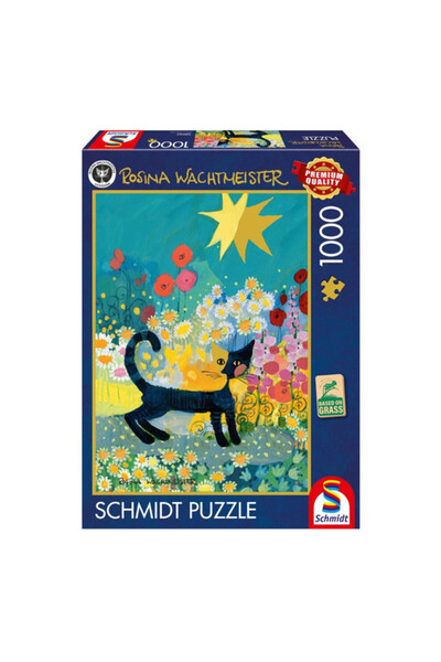 Schmidt puzzle 1000 piese - Pisică într-o mare de flori, Rosina Wachtmeister ...