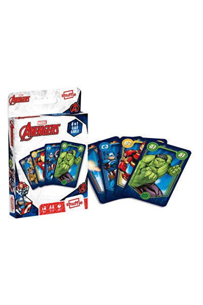 Cartamundi Set jocuri cu carti 4 in 1, Marvel Avengers, pentru 2-4 jucatori d...