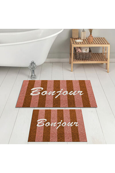 Evimle Dijital Baskı Banyo Paspası Kaymaz Yıkanabilir (60X100)+(50X60)