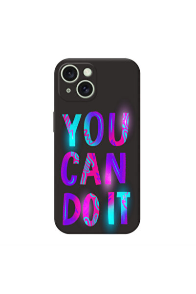 Other Apple iPhone 15 You Can Doit Black Colored Silicone TPU Θήκη