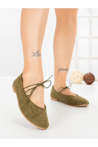 CINK ME Balerini dama verzi army din material textil Inorela