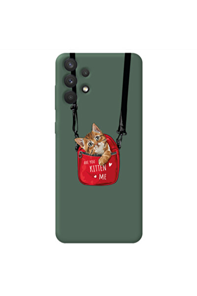 Other Samsung A32 4G Are you kitten Dark Green Colored Silicone TPU Θήκη