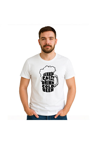 OEM Tricou barbat Keep calm and drink cold beer , 100%bumbac