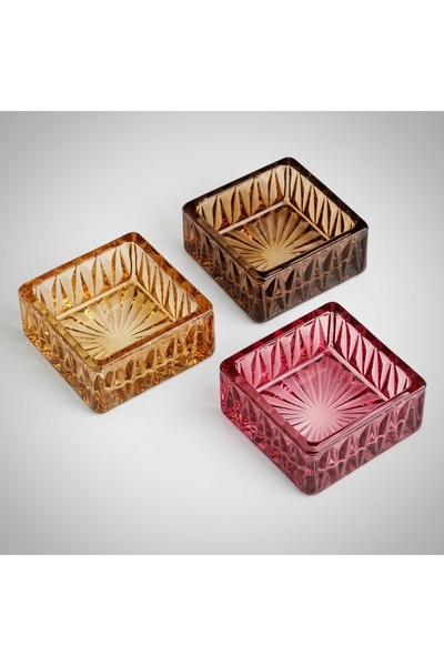 Z Store Suporturi decorative din sticlă pentru lumânări tip pastilă (Maro, Ro...