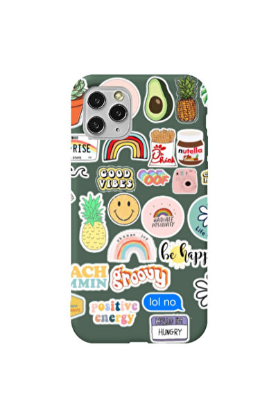 Other Apple iPhone 11 Pro Max Good vibes Dark Green Colored Silicone TPU Θήκη