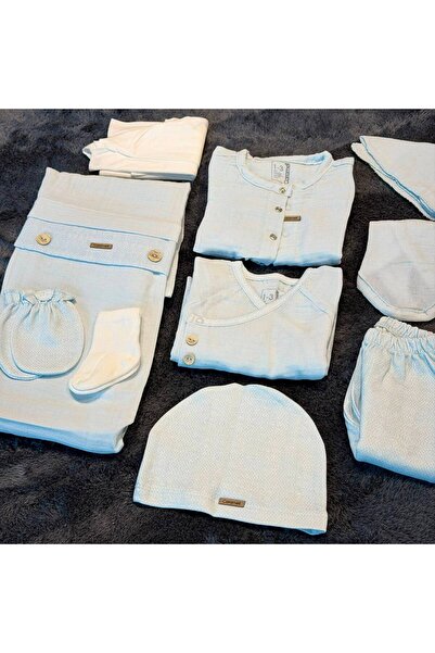 Caramell Baby Boy 10-Piece Muslin Hospital Discharge Set - 100% Natural Cotto...