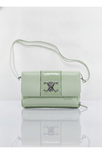 SilviaRosa Geanta Portofel Crossbody Dama Piele Ecologica 20x12x5cm Croco Verde