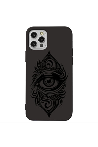 Other Apple iPhone 12 Pro Eye patterned drawing Black Colored Silicone TPU Θήκη