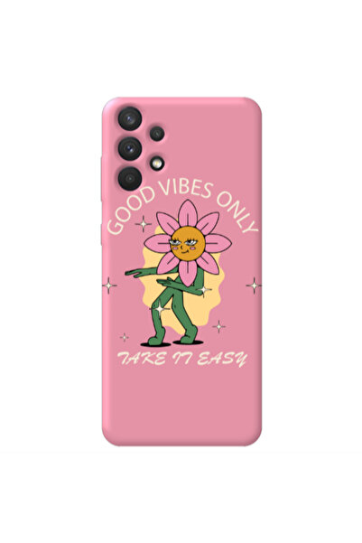 Other Samsung A32 4G Good Vibes Only Pink Colored Silicone TPU Θήκη