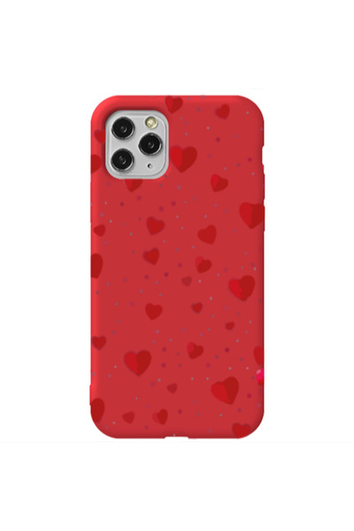 Other Apple iPhone 11 Pro Dot hearts Red Colored Silicone TPU Θήκη