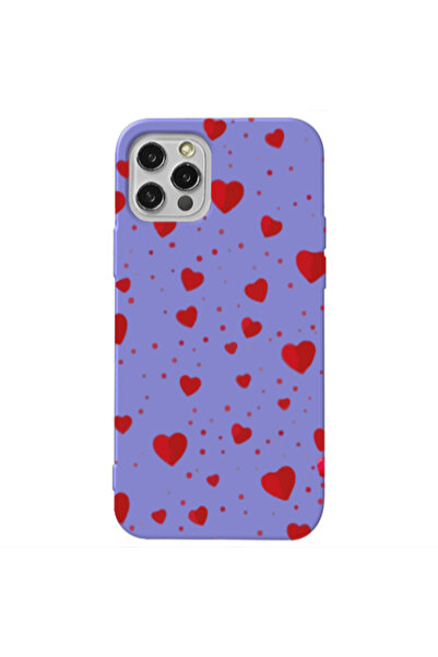 Other Apple iPhone 13 Pro Dot hearts Purple Colored Silicone TPU Θήκη
