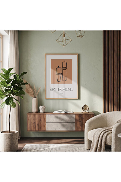 KOLAJTASARIM Forme de lumânări boeme, tablou cu ramă din lemn natural, decor ...