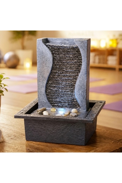 Z Store Modern Indoor Waterfall Fountain with Quiet Pump and Decorative Stone...