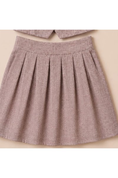 BKKOriginal Women's Textured Vest & Pleated Skirt Co-Ord Set