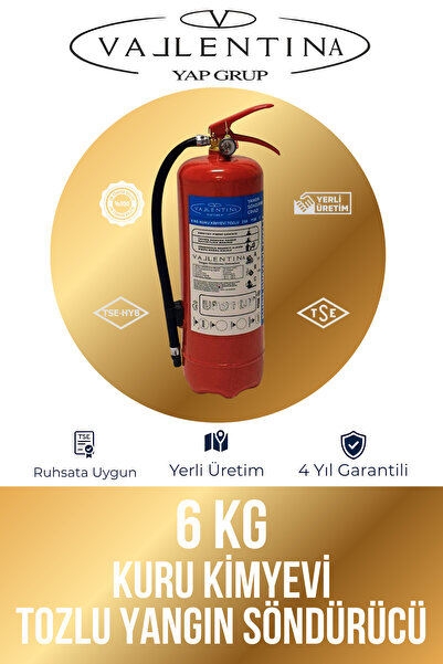 VALLENTİNA 6 Kg Kuru Kimyevi Tozlu Yangın Söndürme Tüpü TSE-HYB/CE BELGELİ 4 ...
