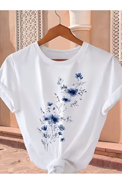 PAVRO Unisex Άνετο T-shirt με μικτό σχέδιο και στάμπα