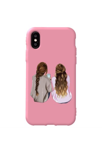 Other Apple iPhone Xs Max Friends Pink Colored Silicone TPU Θήκη