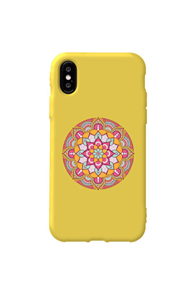 Other Apple iPhone Xs Mandala D103 Yellow Colored Silicone TPU Θήκη