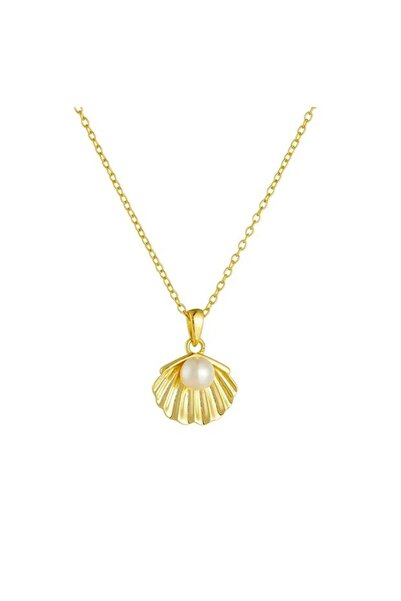 Sionessa Kadın Trend İncili İstiridye Uçlu Gold Kolye