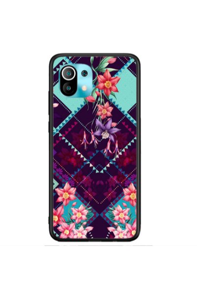 Other Xiaomi Mi 11 Checkered flowers Black Glossy Θήκη
