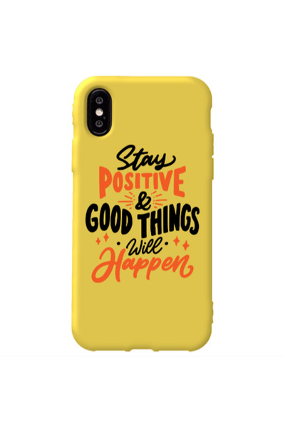 Other Apple iPhone Xs Stay Positive Yellow Colored Silicone TPU Θήκη