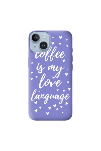 Other Apple iPhone 14 Plus Coffe is my love language Purple Colored Silicone ...