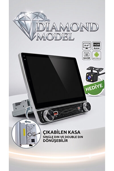 Kingwin 10.8 İnç Diamond Serisi Android Oto Teyp - 4GB RAM / 64GB - Single Di...