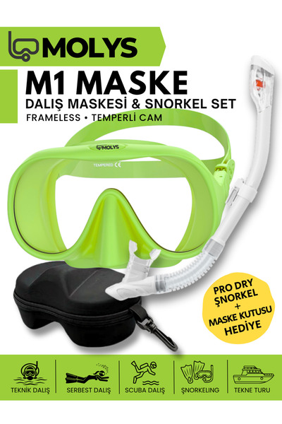 MOLYS M1 PROFESYONEL DALIŞ MASKESİ + MASKE KUTUSU + PRO FULL DRY TAM KURU ŞNO...