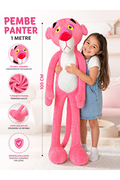 tmtoysandmore Pembe Panter Tam 1 Metre Pink Panther Peluş Hediyelik Oyuncak K...