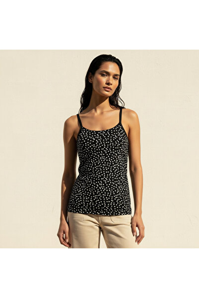 FAV Slim Fit Spaghetti Strap Top with Polka Dot Print