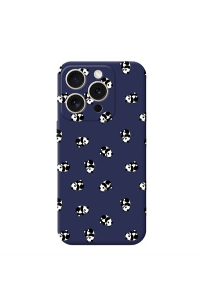 Other Apple iPhone 15 Pro Small Pandas Dark blue Colored Silicone TPU Θήκη