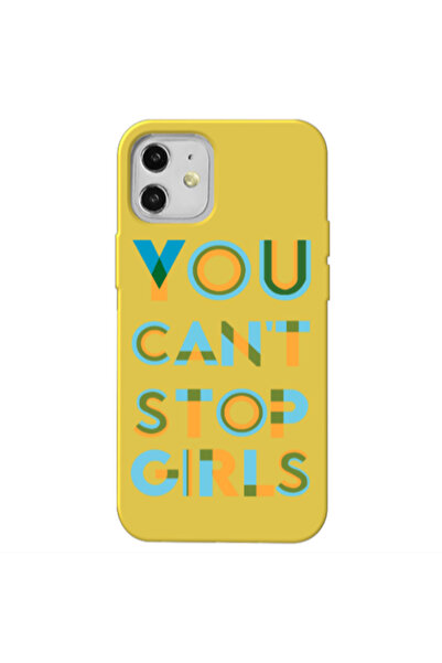 Other Apple iPhone 12 You Cant Stop Girls Yellow Colored Silicone TPU Θήκη