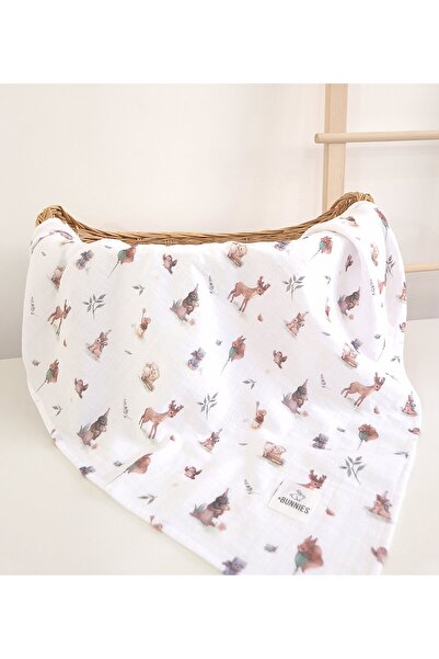 jr.bunnies 100% Cotton Muslin Baby Blanket 100X100 cm Tiny |   Forest Pattern...