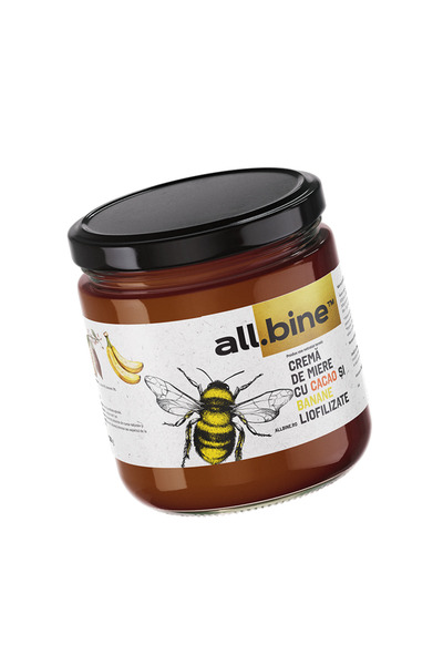 all.bine Cremă de miere cu cacao și banane liofilizate