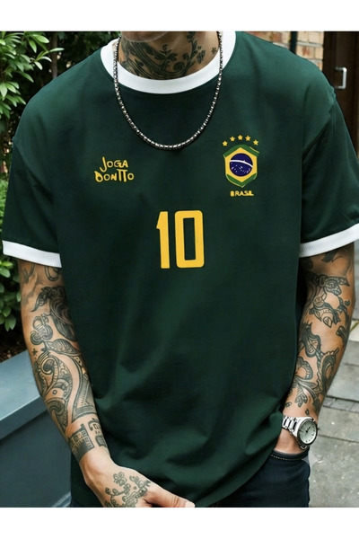 COHERENT Tricou unisex pentru bărbați/femei BRASIL10 din bumbac supradimensio...